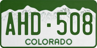 CO license plate AHD508