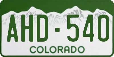 CO license plate AHD540