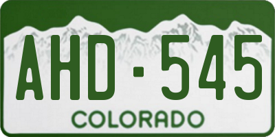 CO license plate AHD545
