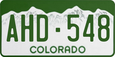 CO license plate AHD548