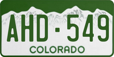CO license plate AHD549