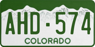 CO license plate AHD574