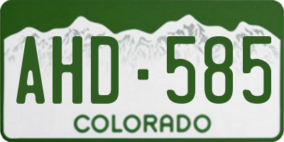 CO license plate AHD585