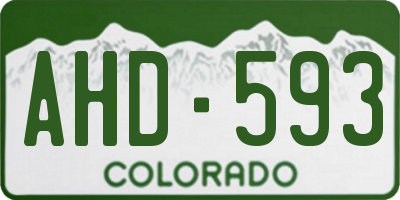 CO license plate AHD593