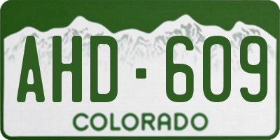 CO license plate AHD609