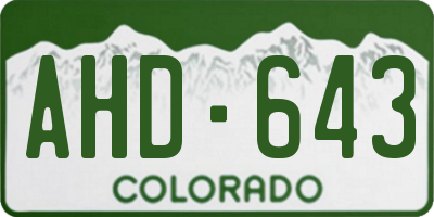 CO license plate AHD643