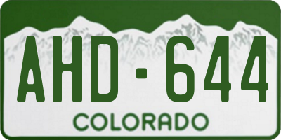 CO license plate AHD644