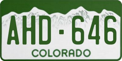 CO license plate AHD646
