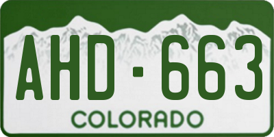 CO license plate AHD663