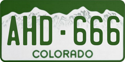CO license plate AHD666