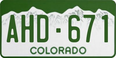 CO license plate AHD671