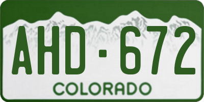 CO license plate AHD672
