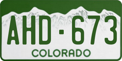 CO license plate AHD673