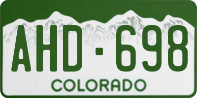 CO license plate AHD698