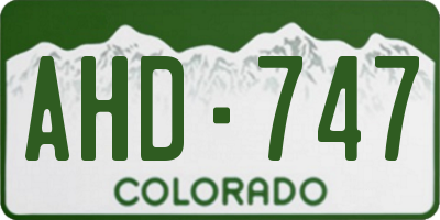 CO license plate AHD747