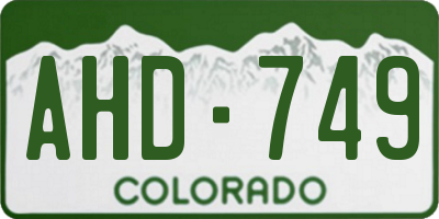 CO license plate AHD749