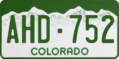 CO license plate AHD752