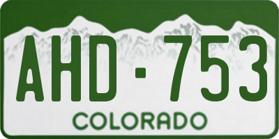 CO license plate AHD753