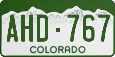 CO license plate AHD767