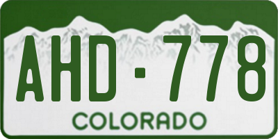 CO license plate AHD778
