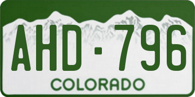 CO license plate AHD796