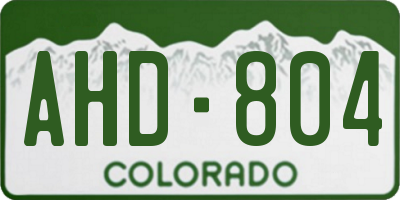 CO license plate AHD804