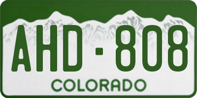 CO license plate AHD808