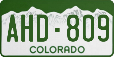 CO license plate AHD809