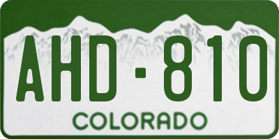 CO license plate AHD810