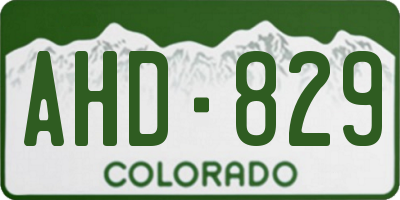 CO license plate AHD829