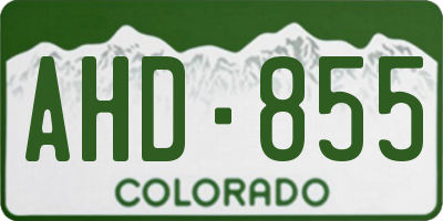 CO license plate AHD855