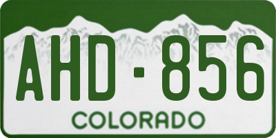 CO license plate AHD856