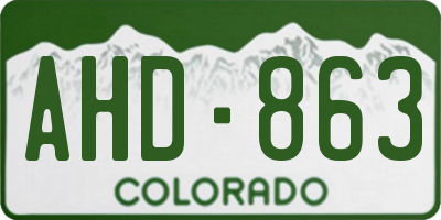 CO license plate AHD863