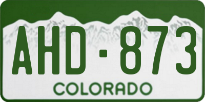 CO license plate AHD873
