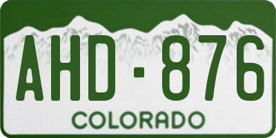 CO license plate AHD876