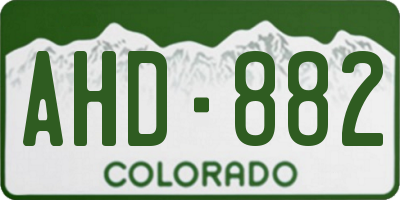 CO license plate AHD882