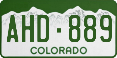 CO license plate AHD889