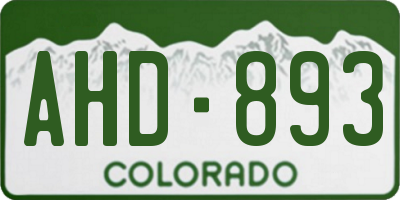 CO license plate AHD893