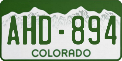 CO license plate AHD894