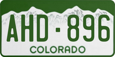 CO license plate AHD896