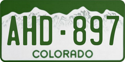 CO license plate AHD897