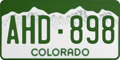 CO license plate AHD898