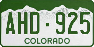 CO license plate AHD925