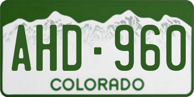 CO license plate AHD960