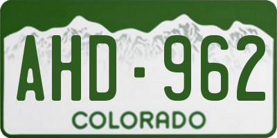 CO license plate AHD962