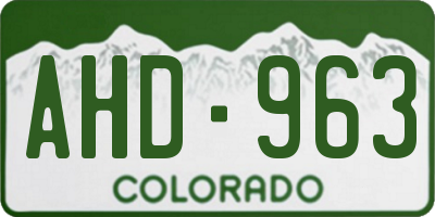 CO license plate AHD963