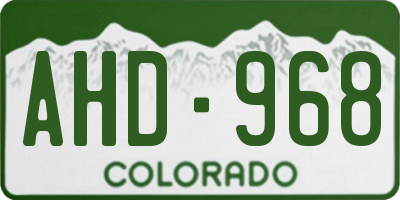 CO license plate AHD968