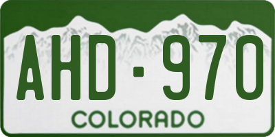 CO license plate AHD970