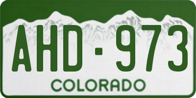 CO license plate AHD973