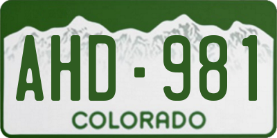 CO license plate AHD981